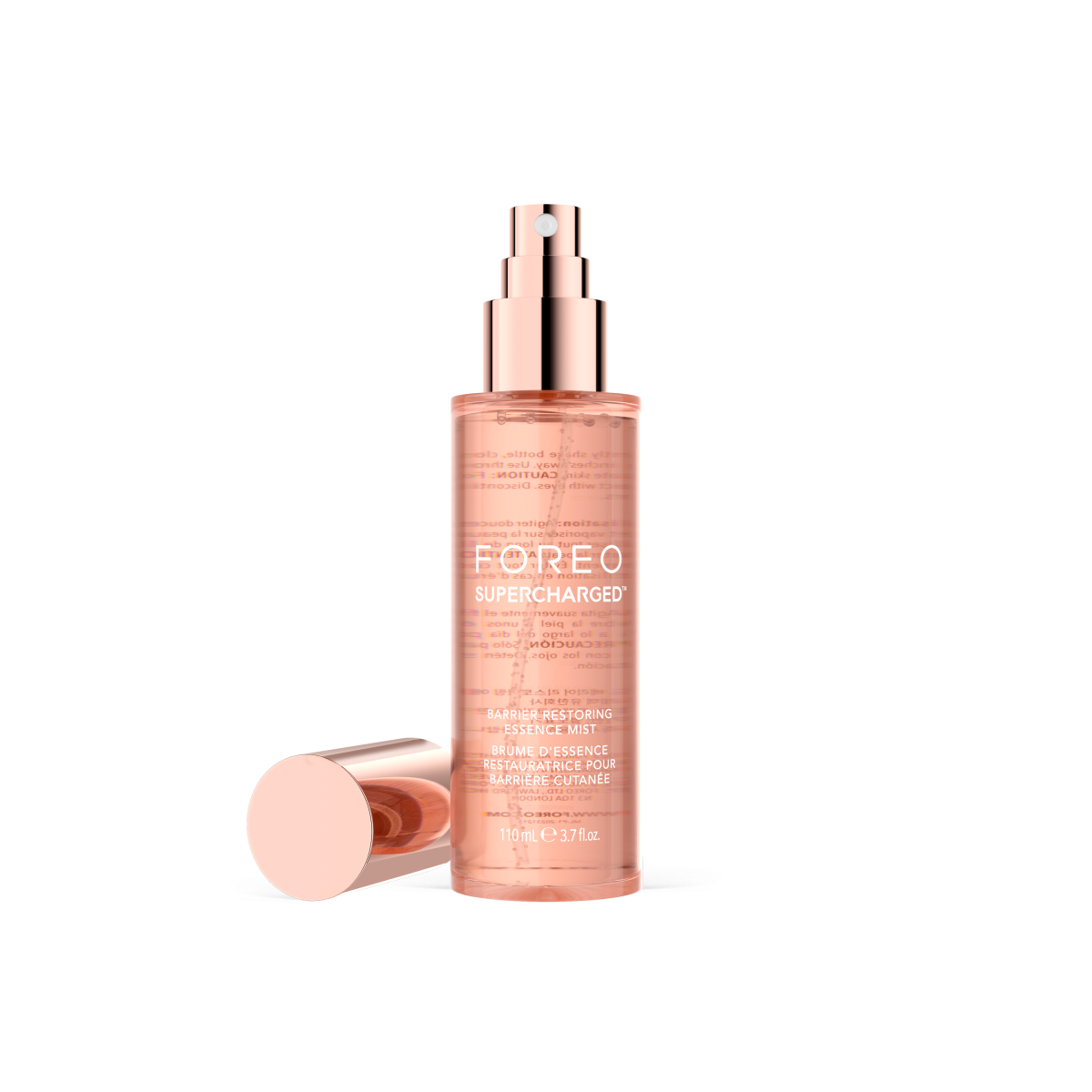 FOREO Supercharged Barrier Restoring Essence Mist Bottle Front Open2